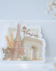 Beautiful handmade Bonjour Paris Vinyl Sticker stationery - created by LETTOOn