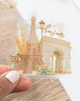 Beautiful handmade Bonjour Paris Vinyl Sticker stationery - created by LETTOOn
