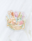Beautiful handmade Knitting Basket Vinyl Sticker stationery - created by LETTOOn