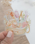 Beautiful handmade Knitting Basket Vinyl Sticker stationery - created by LETTOOn