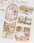 Premium Handmade Sticker Sheet Cozy Corner 105mm x 148mm - a sheet on the table with a pink flower branch