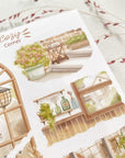 Premium Handmade Sticker Sheet Cozy Corner 105mm x 148mm - a sheet on the table with a pink flower branch