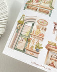 Premium Handmade Sticker Sheet Cozy Scenery 105mm x 148mm - 4 pieces on the table