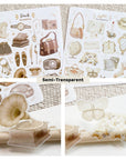Premium Handmade Sticker Sheet Dark & Light Academia 105mm x 148mm - 2 sheets on the table