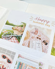 Premium Handmade Sticker Sheet Happy Summer Day 105mm x 148mm - a sheet on the table