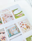 Premium Handmade Sticker Sheet Happy Summer Day 105mm x 148mm - a sheet on the table