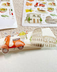 Premium Handmade Sticker Sheet In Love With Italy 105mm x 148mm - 2 pieces and 2 sheets on the table