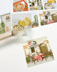 Premium Handmade Sticker Sheet Inspired by Italy 105mm x 148mm - a piece on the stick and a sheet on the table
