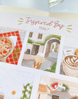 Premium Handmade Sticker Sheet Inspired by Italy 105mm x 148mm - a sheet on the table