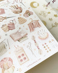 Premium Handmade Sticker Sheet Knitting Crochet 105mm x 148mm - a sheet on the table with an opened notebook