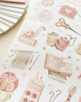 Premium Handmade Sticker Sheet Knitting Crochet 105mm x 148mm - a sheet on the table