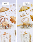 Premium Handmade Sticker Sheet Magical Cozy Fall 105mm x 148mm - 2 sheets on the table