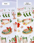 Premium Handmade Sticker Sheet Magical Cozy Winter 105mm x 148mm - 2 pieces and 2 sheets on the table