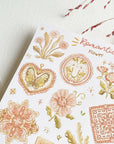 Premium Handmade Sticker Sheet Romantic Flower 105mm x 148mm - a sheet on the table with a pink flower branch