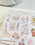 Premium Handmade Sticker Sheet The Art of Summer 105mm x 148mm - a sheet on the table