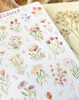 Premium Handmade Sticker Sheet Wild Flower 105mm x 148mm - a sheet on the table with a white flower branch