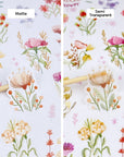 Premium Handmade Sticker Sheet Wild Flower 105mm x 148mm - 2 types of sheet on the table