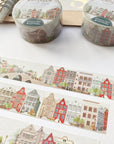 Premium Handmade Washi Tape Amsterdam 15mm x 10m - 3 pieces and 2 washi tapes on the table with a notebook
