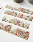 Premium Handmade Washi Tape Amsterdam 15mm x 10m - 4 pieces and 2 washi tapes on the table with a pink flower branch