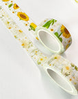 Premium Handmade Washi Tape Chamomile & Sunflower 15mm x 10m - 2 pieces and 2 washi tapes on the table