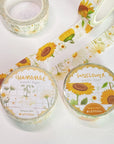 Premium Handmade Washi Tape Chamomile & Sunflower 15mm x 10m - 2 pieces and 4 washi tapes on the table