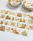 Premium Handmade Washi Tape Cottagecore Vibes 15mm x 10m - 4 pieces and 2 washi tapes on the table