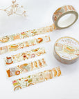 Premium Handmade Washi Tape Cozy Aesthetic 15mm x 10m - 2 washi tapes on the table with a flower branch