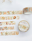 Premium Handmade Washi Tape Cozy Aesthetic 15mm x 10m - 2 washi tapes on the table with a flower branch