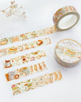 Premium Handmade Washi Tape Cozy Aesthetic 15mm x 10m - 2 washi tapes on the table with a flower branch