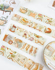 Premium Handmade Washi Tape Cozy Aesthetic 15mm x 10m - 2 washi tapes on the table with a sticker sheet