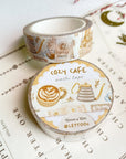 Premium Handmade Washi Tape Cozy Cafe 15mm x 10m - 2 washi tapes on the table with a chapter sticker sheets