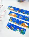 Premium Handmade Washi Tape Cozy Winter 20mm x 10m - 4 pieces on the table with a dark maroon flower branch