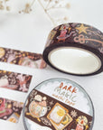 Premium Handmade Washi Tape Dark Magic 15mm x 10m - 2 washi tapes on the table with a flower branch