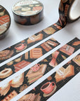Premium Handmade Washi Tape Day & Night Reading 15mm x 10m - 4 pieces and 3 washi tapes on the table