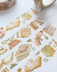 Premium Handmade Washi Tape Day & Night Reading 15mm x 10m - 4 pieces and 2 washi tapes on the table