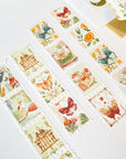 Premium Handmade Washi Tape Dreamy Stamp 25mm x 5m - 4 pieces and 3 washi tapes on the table