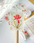 Premium Handmade Washi Tape Floral Stamps 25mm x 5m - a piece of washi tape