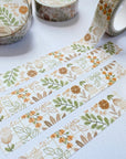 Premium Handmade Washi Tape Flower Grid 15mm x 10m - 4 pieces and 4 washi tapes on the table