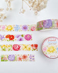 Premium Handmade Washi Tape Flower Passion 15mm x 10m - 2 washi tapes on the table with a white flower branch