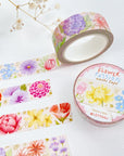 Premium Handmade Washi Tape Flower Passion 15mm x 10m - 2 washi tapes on the table with a white flower branch