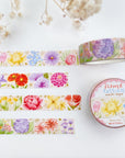 Premium Handmade Washi Tape Flower Passion 15mm x 10m - 2 washi tapes on the table with a white flower branch