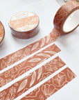 Premium Handmade Washi Tape Flower Pattern 15mm x 10m - 4 pieces and 4 washi tapes on the table
