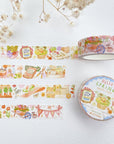Premium Handmade Washi Tape Hello Spring 15mm x 10m - 3 pieces and 2 washi tapes on the table with a white flower branch