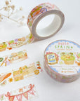 Premium Handmade Washi Tape Hello Spring 15mm x 10m - 3 pieces and 2 washi tapes on the table with a white flower branch
