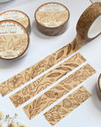 Premium Handmade Washi Tape Light Flower Pattern 15mm x 10m - 4 pieces and 5 washi tapes on the table with a white flower branch