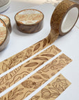 Premium Handmade Washi Tape Light Flower Pattern 15mm x 10m - 4 pieces and 4 washi tapes on the table with a notebook