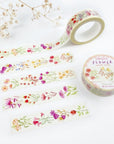 Premium Handmade Washi Tape Lovely Flower 15mm x 10m - 2 washi tapes on the table with a flower branch