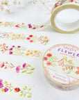 Premium Handmade Washi Tape Lovely Flower 15mm x 10m - 2 washi tapes on the table with a flower branch