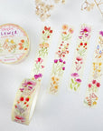 Premium Handmade Washi Tape Lovely Flower 15mm x 10m - 2 washi tapes on the table with a flower branch