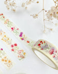 Premium Handmade Washi Tape Lovely Flower 15mm x 10m - a washi tape on the table with a flower branch